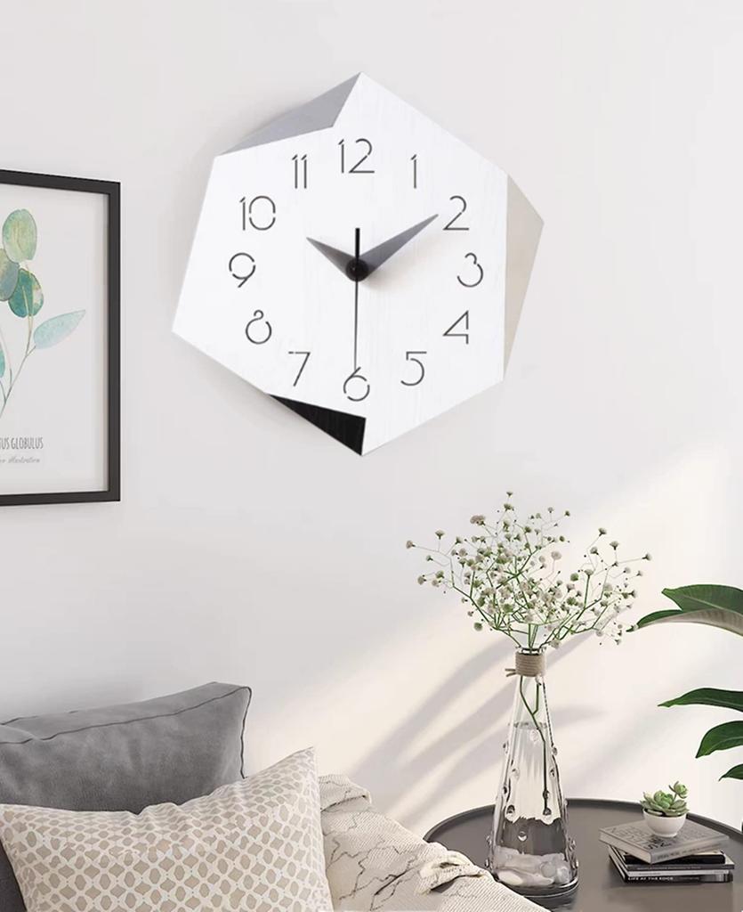 Danmukeji Wall Nordic Continuous Second White Wood Grain Panel with Colored Leather 30cm Stylish Interior Perfect for and More Clock, Stylish, Style,