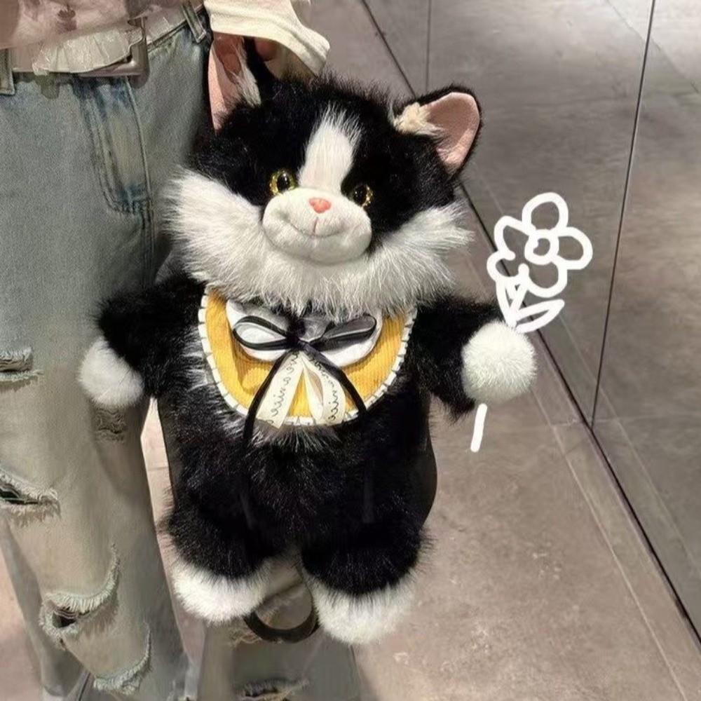Cute Cartoon Plush Ragdoll Cat Backpack Soft Plush Cat Crossbody Bag Gift for Girlfriend