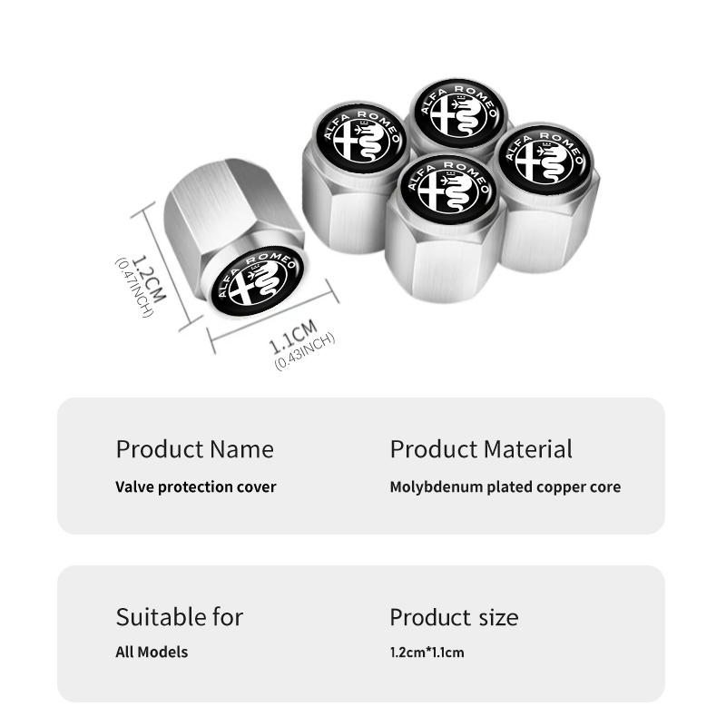 CYJAU1 2026 Hot Alfa Romeo For Alfa Romeo 5pcs Car Metal Wheel Tire Valve cover Cap Car Logo Styling Auto Accessories Giulietta GT 159
