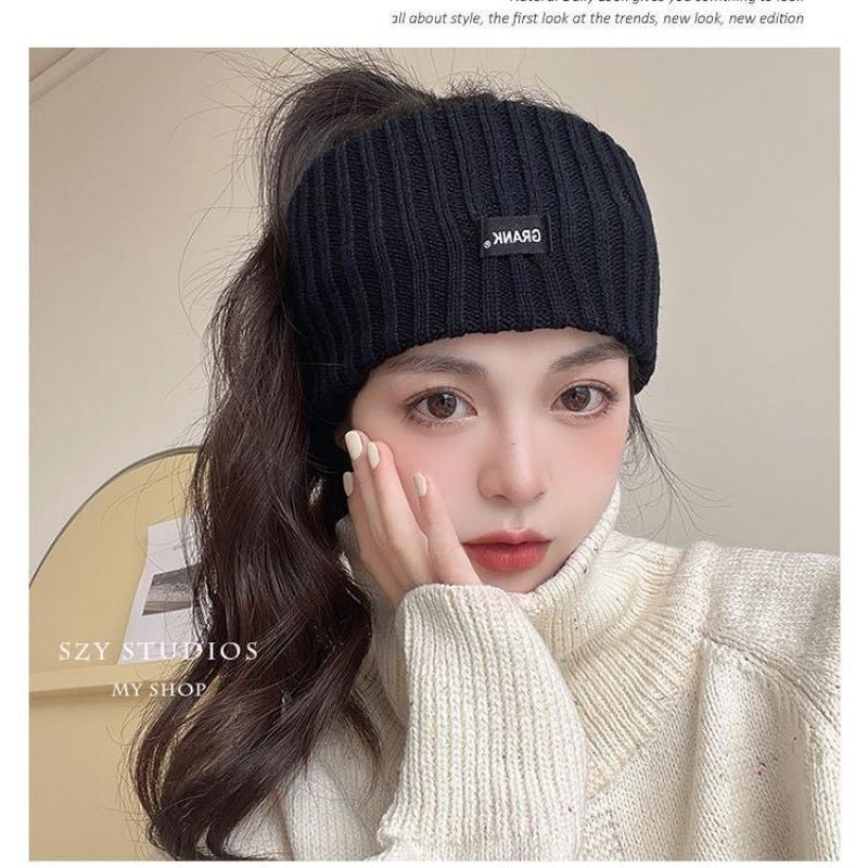 Вязаная повязка на голову женская новая защита лба, ветрозащитная накидка для вытирания, повязка на голову плюшевая широкополая косынка, спортивный головной убор зимний