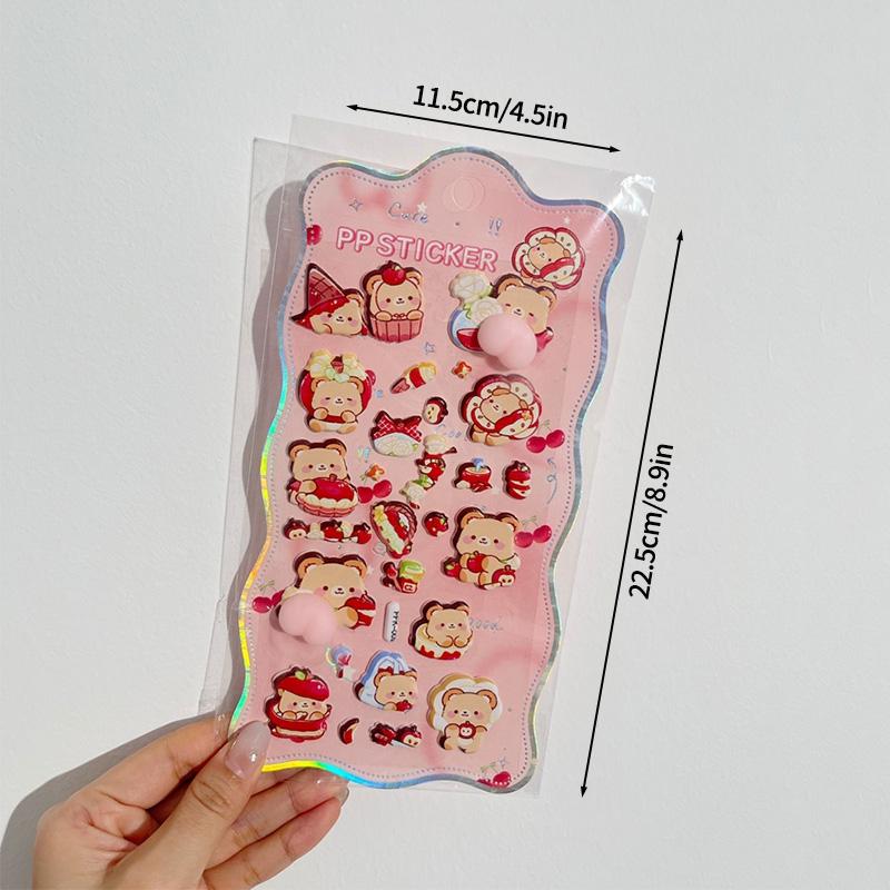 3D Bubble Stickers PP Butt Decorative Stickers Animals Bear Dog Sticker for DIY Scrapbook Phone Case Party Gift Puffy Stickers