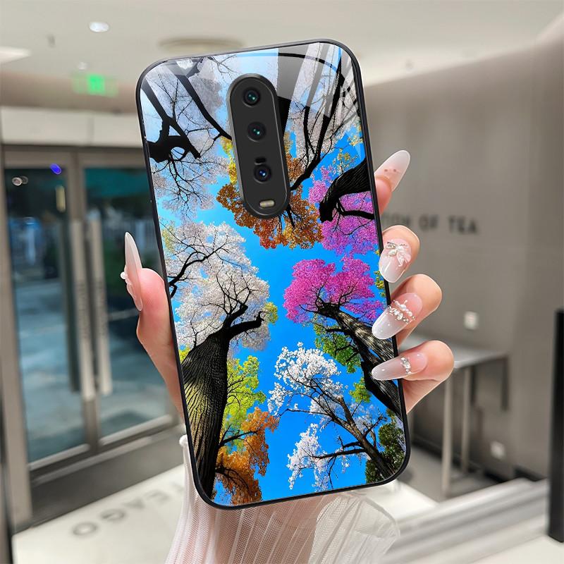 Милый мультяшный кот с цветами Чехол Для Xiaomi Mi 9T Redmi K20 Pro Poco F2 Закаленное Стекло Чехол для Телефона Защитная Задняя Крышка Жесткий Корпус