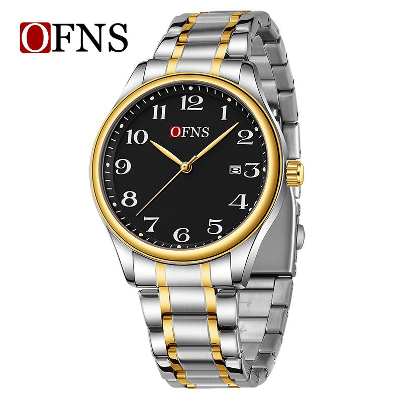 Ofns Brand Quartz Watch Fashion Classic Full Stainless Steel 30m Waterproof Men's And Women's Form Calendar Business Couple