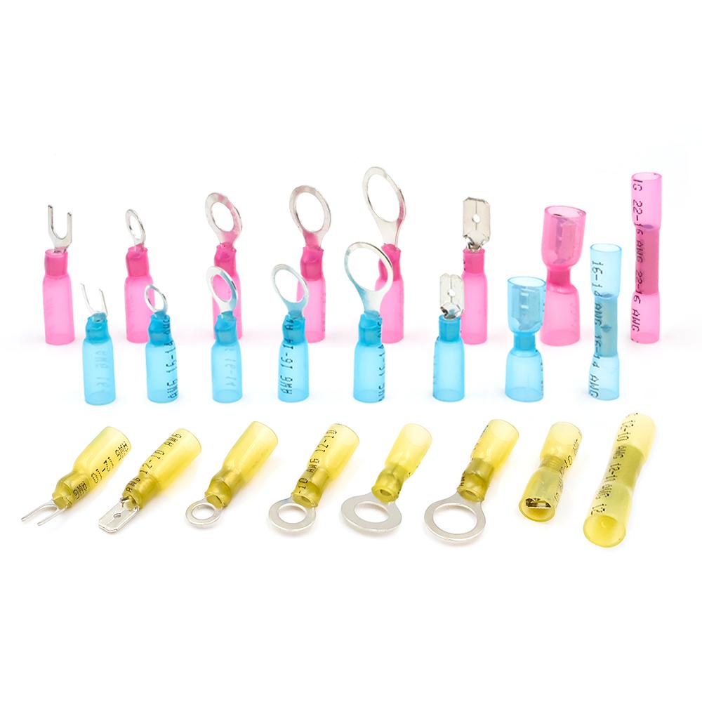 250 шт. Электрические кольцевые вилочные лопаточные стыковые обжимные водонепроницаемые автомобильные морские термоусадочные проволочные клеммы разъемы комплект