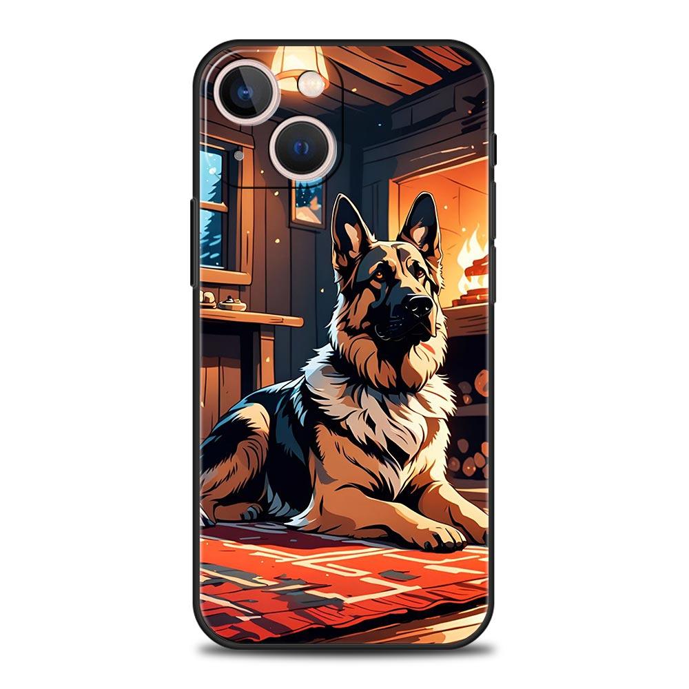 Phone Case For iPhone 17 16e 15 14 13 12 11 Pro Max SE 7 8 Plus Shell iPhone 16 Soft TPU Cover Beauty German Shepherd Dog