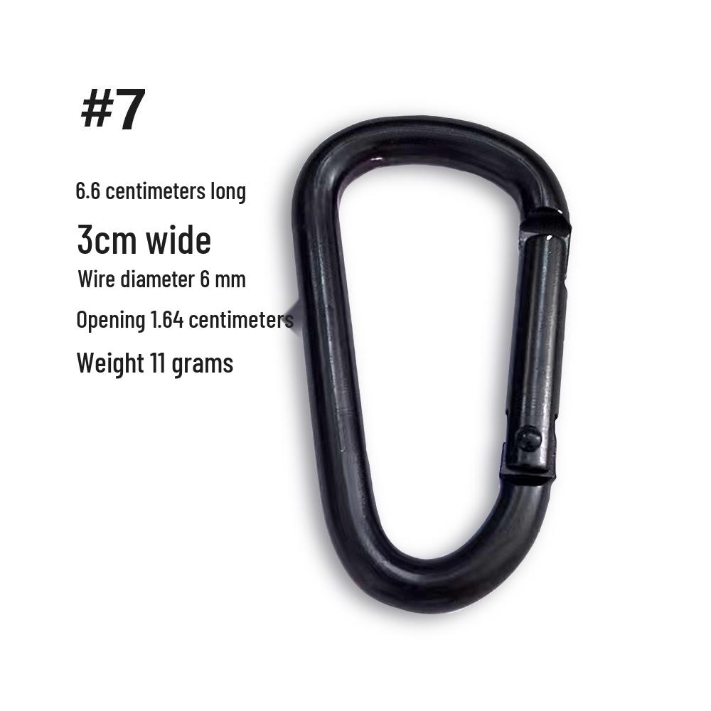 D-образный карабин из алюминиевого сплава с полностью черным электрофоретическим покрытием (Размеры 4-8)