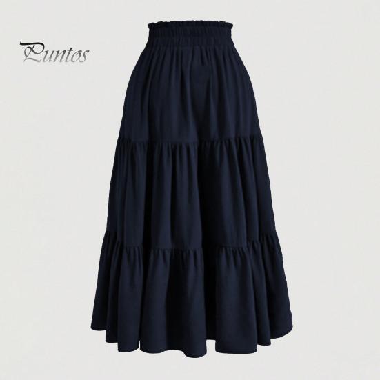 Женская юбка в стиле бохо, эластичная, с высокой талией, регулируемая, с завязками на талии, однотонная, А-силуэт, летняя юбка