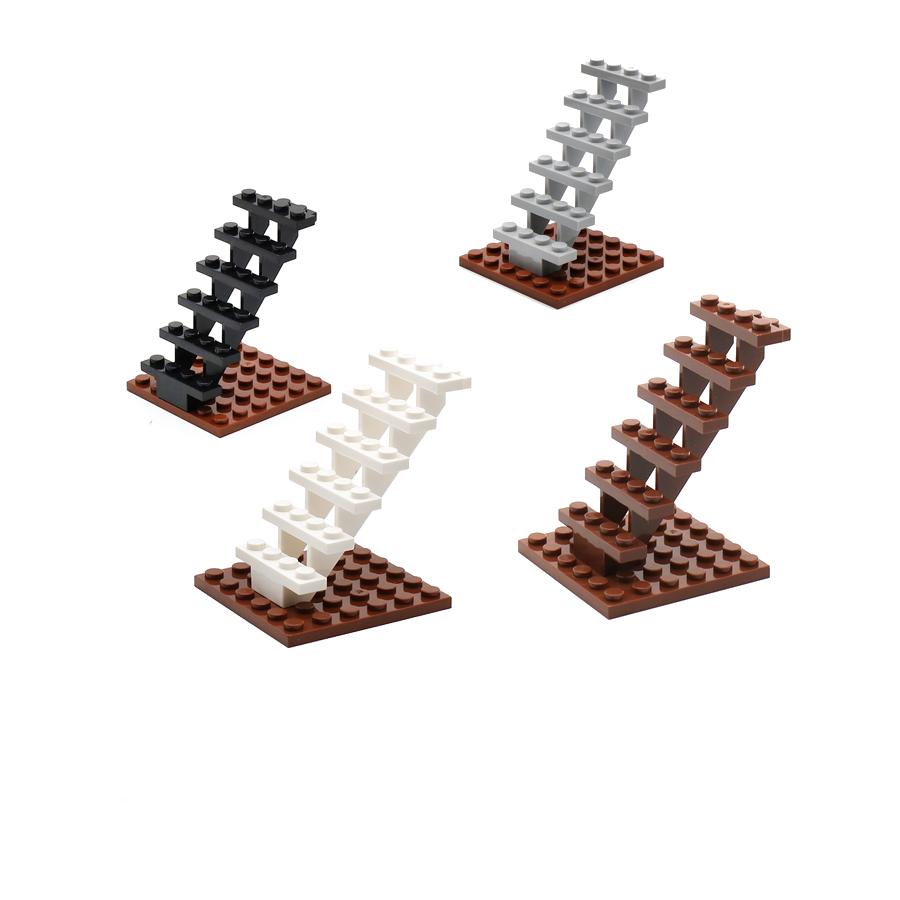 4 шт. лестница MOC кирпичи 7x4x6 домашняя лестница прямая открытая 30134 ступеньки лестница модульный строительный блок «Мой город» DIY кирпичи игрушка