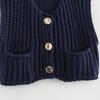 Women Sweater Vest V-neck Sleeveless Button Down Cardigan with Pockets Solid Color