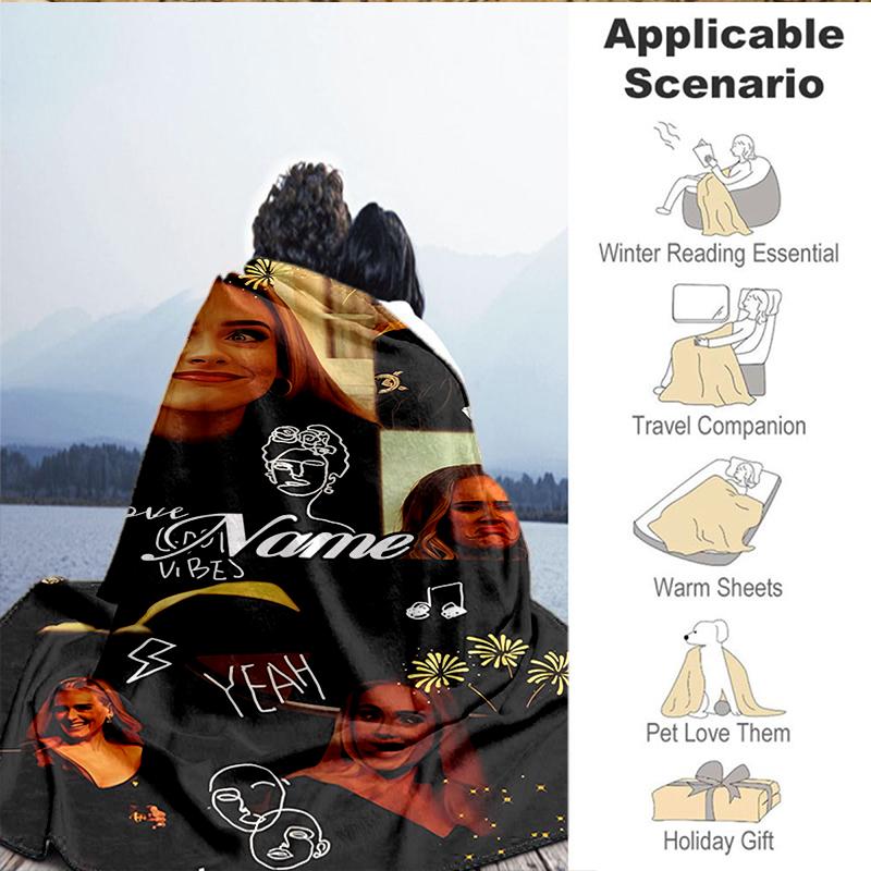 Custom Name Vibes Music Adele Blanket Lightweight Ideal Bedding Blanket Perfect for Travel, Camping, Living Rooms, Sofas, Christmas gift