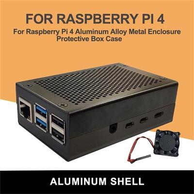 Для Raspberry Pi 4 алюминиевый сплав металлический корпус защитный чехол + вентилятор