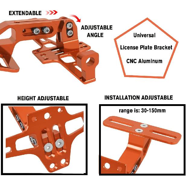 Motorcycle License Plate Bracket Holder CNC Aluminum Black Universal Fender Eliminator Kit With Plate Light