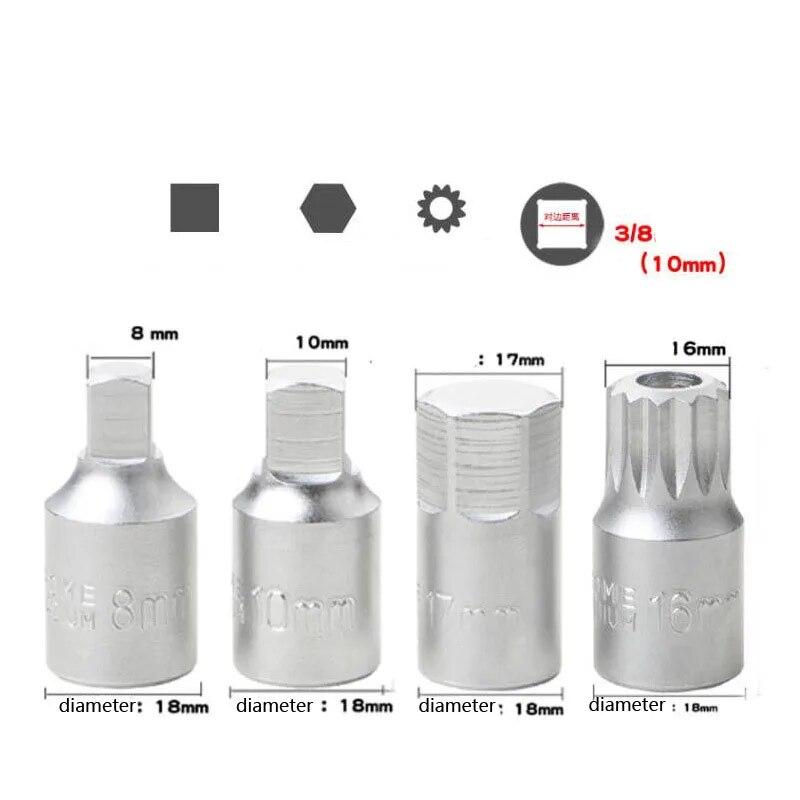 M16 H17 S8 S10 Пробка сливного отверстия масляного картера Торцевой ключ 3/8 дюйма Привод Авторемонт Коробка передач Винт Гаечный ключ Инструмент для ремонта автомобиля