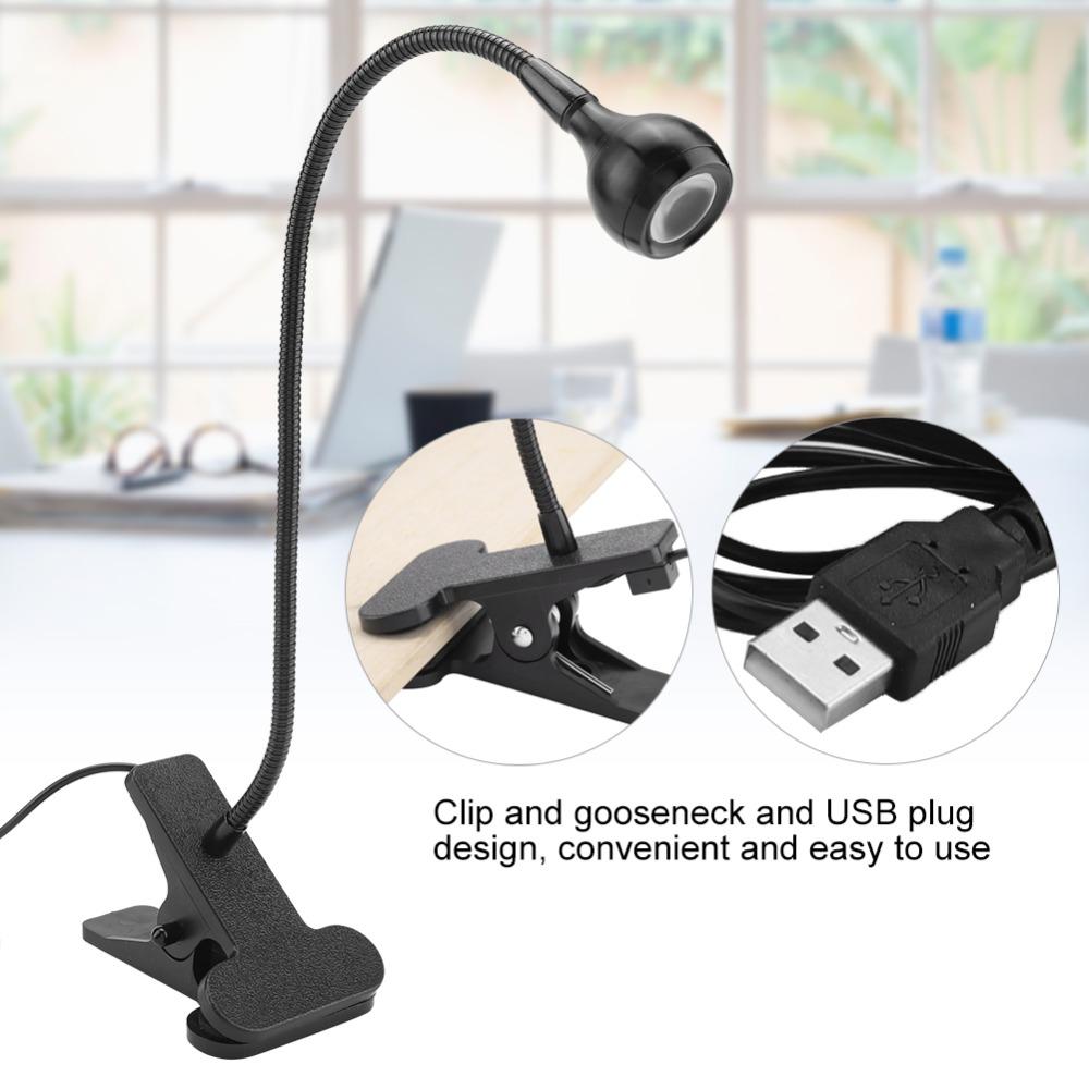 USB Powered USB LED Table Light Adjustable Gooseneck LED Clip On Light Mini Desk Night Lamp  Study
