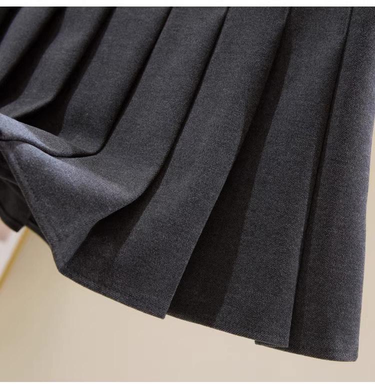 Women's Wool Pleated A-Line Skirt - Autumn/Winter 2025 - High Waist, Slim Fit, School Style, Thick JK Short Skirt