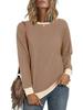 2025 Женский Повседневный Круглый Вырез Длинный Рукав Осенний Свободный Цвет Блок Пуловер