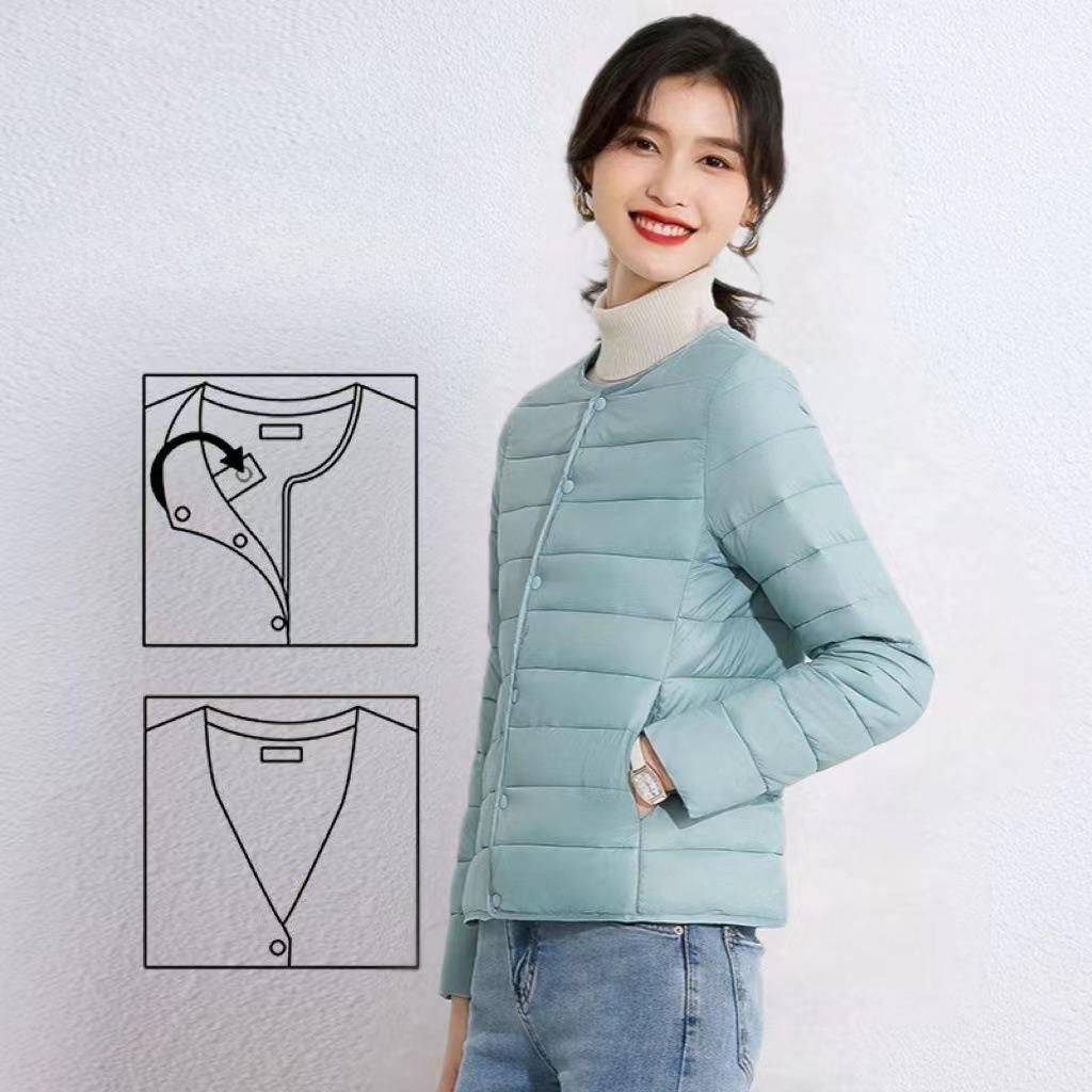 Down and Cotton Jacket, Lightweight and Short, Worn Inside, Small Cotton Jacket, Warm, Collarless, Inner Lining, Silk Cotton, Winter Women's Jacket