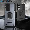 KEYSION Shockproof Case for Samsung S25 Edge 5G Slide Camera Lens Protection Ring Stand Phone Back Cover for Galaxy S25 Edge 5G