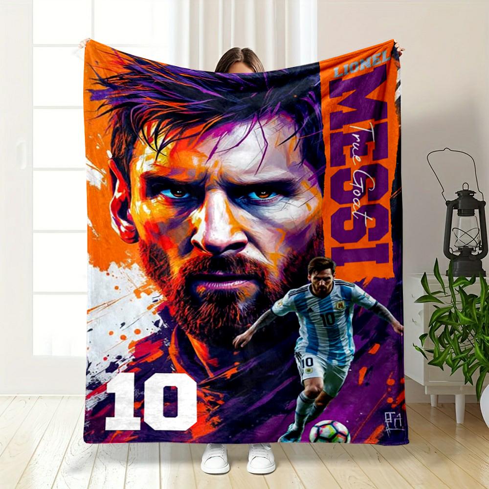 "Messi Football Art Portrait warm quilt10" Flannel blanket for bedroom, living room, sofa, and nap.