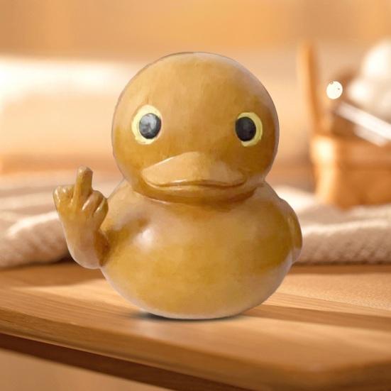 Статуэтка утки со средним пальцем, деревянная текстура, маленькая желтая утка, поводок, скульптура, модель животного, домашний офис, книжная полка, украшение для рабочего стола, орнамент