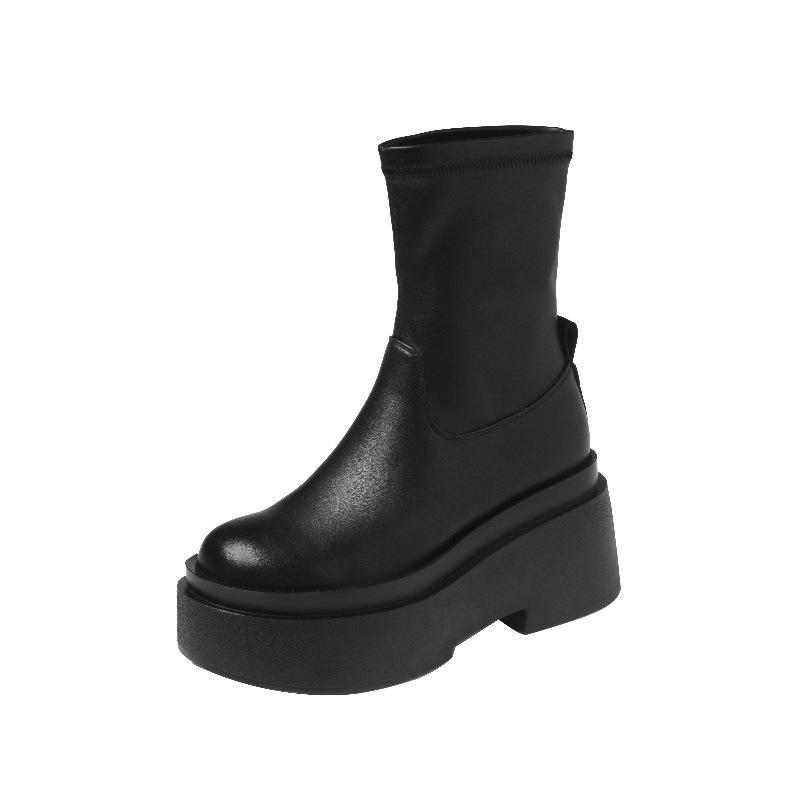 2024 новые завышенные сапоги на толстой подошве, эластичные тонкие сапоги, но высокие сапоги-рыцари, сапоги Spice Girls на высоком каблуке