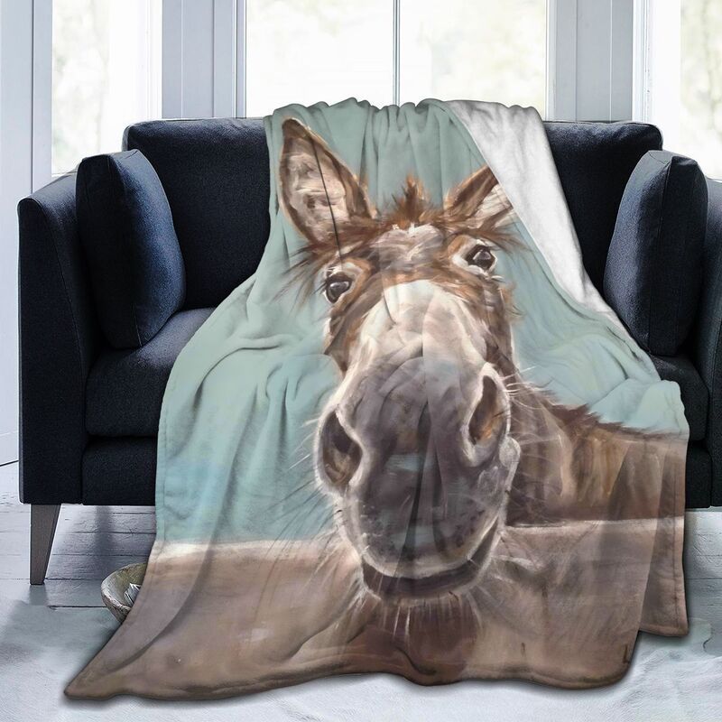 Fun Donkey Blanket Cute Animal Donkey Print Blanket Suitable For Children Adult Soft Comfortable Plush Flannel Blanket