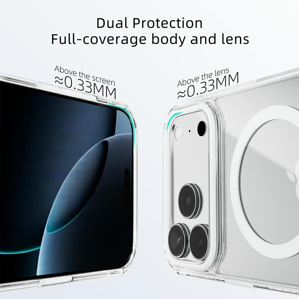 For iPhone 17 Pro Max Case Compatible with MagSafe Anti Scratch Clear TPU PC Phone Back Cover