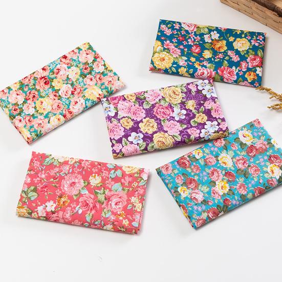 5Pcs/Set Patchwork Cloth Fadeless Abrasion-resistant Breathable Cuttable Washable Floral Printed Twill Needlework Cloth for Sewing Shop