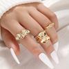 3pcs Punk Rings Set Alloy Irregular Wave 3Pcs Ring Gold Silver Color Texture Ring Jewelry Accessories for Women Birthday Gifts