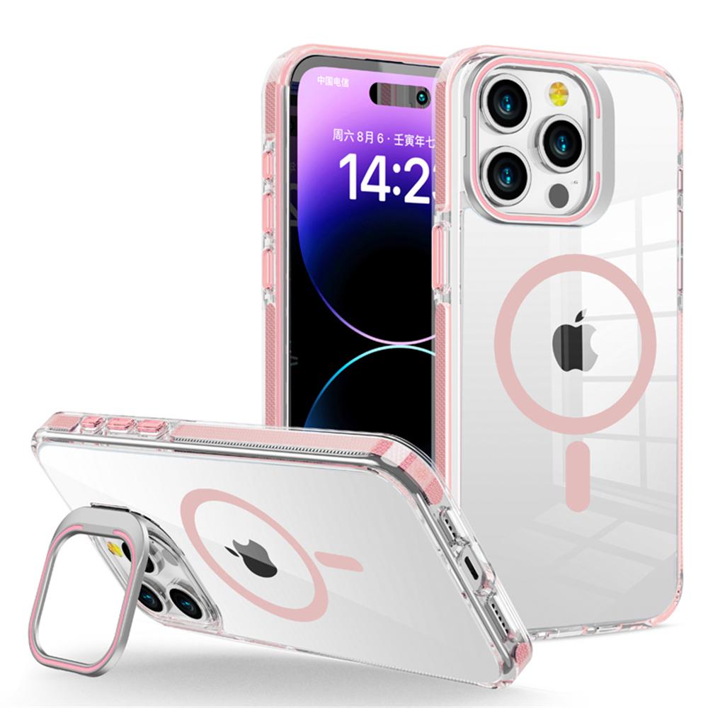 Прозрачный Магнитный Чехол-Бампер Для iPhone 17 17Air 16 15 14 Plus 13 12 Pro Max Magsafe Беспроводная Зарядка Металлический Держатель Объектива Чехол