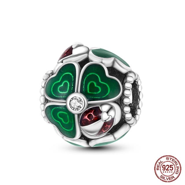 2023 модные весенние счастливые четырехлистные клеверные серии из стерлингового серебра 925 пробы, подвески, бусины, подходят для модного браслета 925, ювелирные изделия своими руками