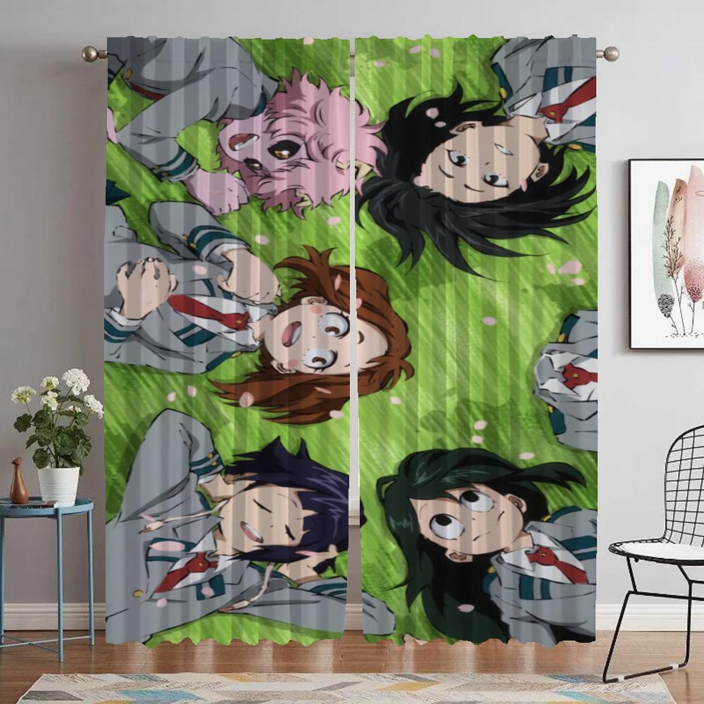 My Hero Academia Partition Elegant Room Curtains 2 Pieces Blackout Warning Home Interior Warnings for Camera Shades Living Child