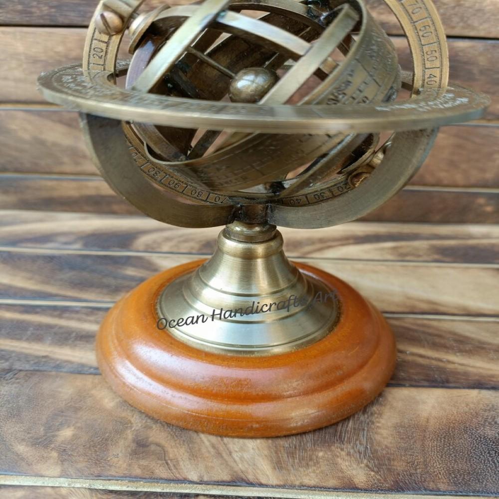 Гравированный латунный армиллярный шар – винтажная декоративная сфера 12,7 см