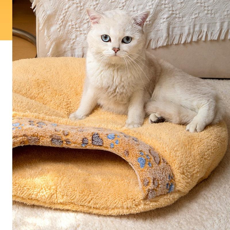 Кошачье гнездо зимнее теплое закрытое спальный мешок для кошки универсальный для всех сезонов зимняя маленькая будка утолщенный съемный моющийся коврик