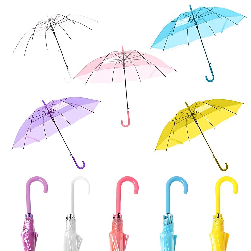 Transparent umbrella long vinyl 70cm set 5 clear 8 ribs wind-resistant lightweight durable water-repellent larger size jump good visibility rainy men