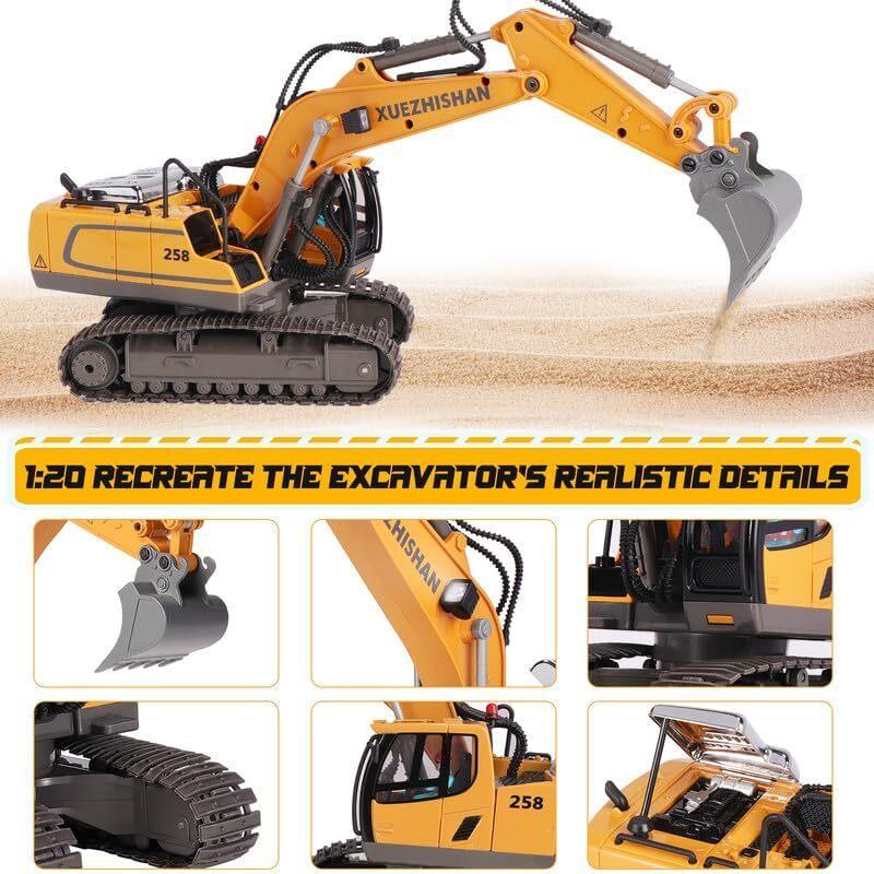 Remote Control Excavator Toy for Kids Remote Control with Light and Music