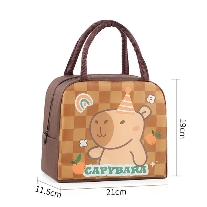 Cartoon Capybara Lunch Bag Insulated Food Container Portable Thermal Bento Box Bag Multifunctional Kids School Picnic Food Pouch
