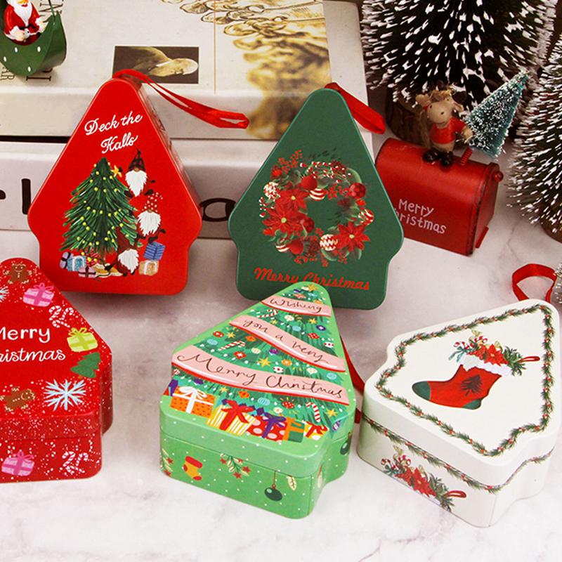 Рождественский домик Форма Рождественская атмосфера Рождественские украшения Банка для шоколада со шнурком Милая коробка для конфет Детская 10,5x8,5x4см
