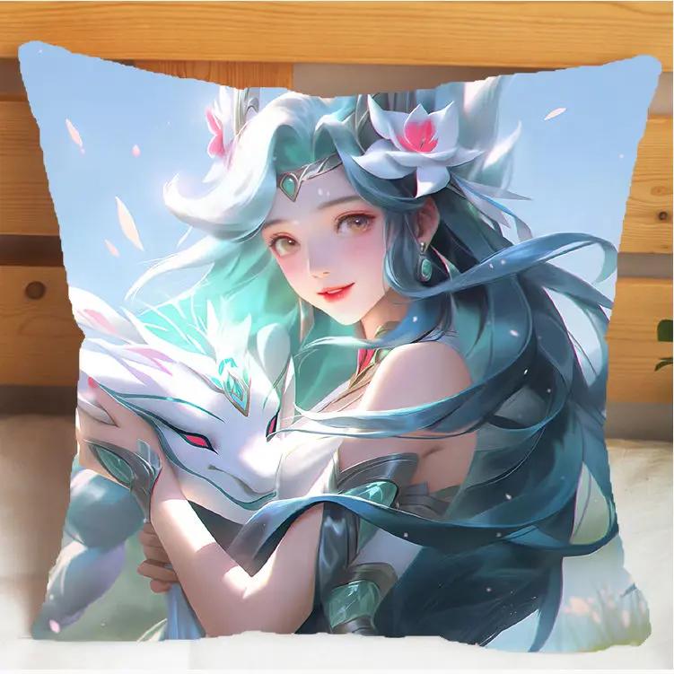 Arena of Valor Honor of Kings Xi Shi Подушка и наволочка Чехол для подушки-подушки Двусторонняя печать Плюшевые декоративные подушки 40x40см