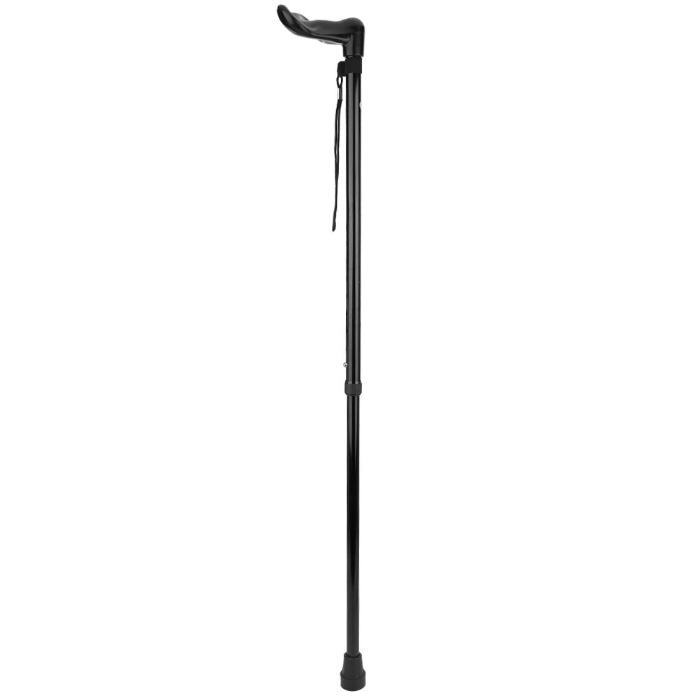 Aluminium Alloy Lightweight Telescopic Adjustable Elderly Walking Stick Anti Skid Simple Cane(Black