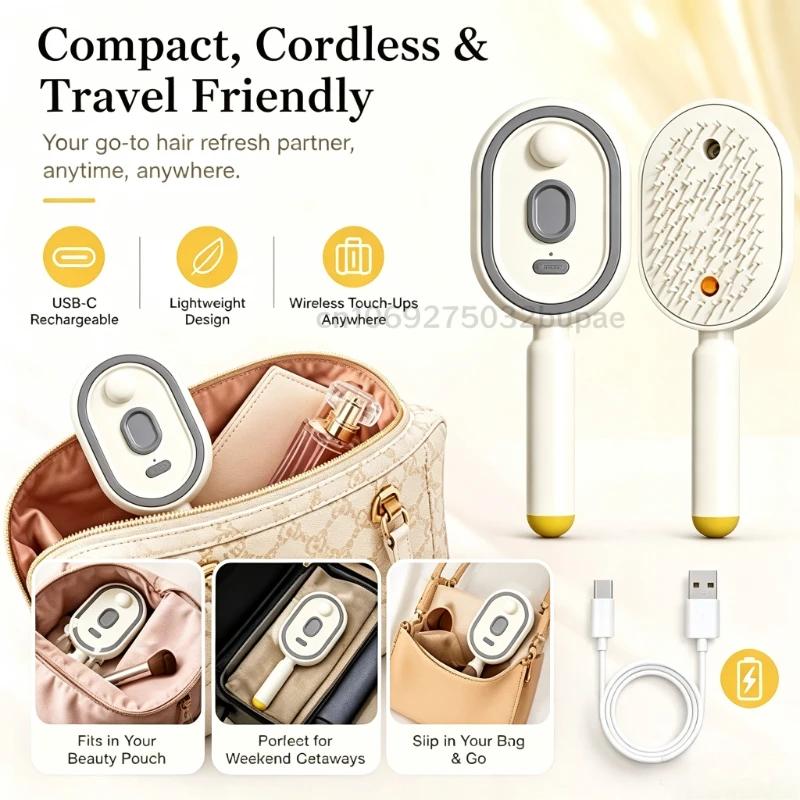 Electric Essence Oil Dispensing Hair Brush Comb Spray Air Cushion for Women Retractable Hair Massage Brush for Thick Fine Curly