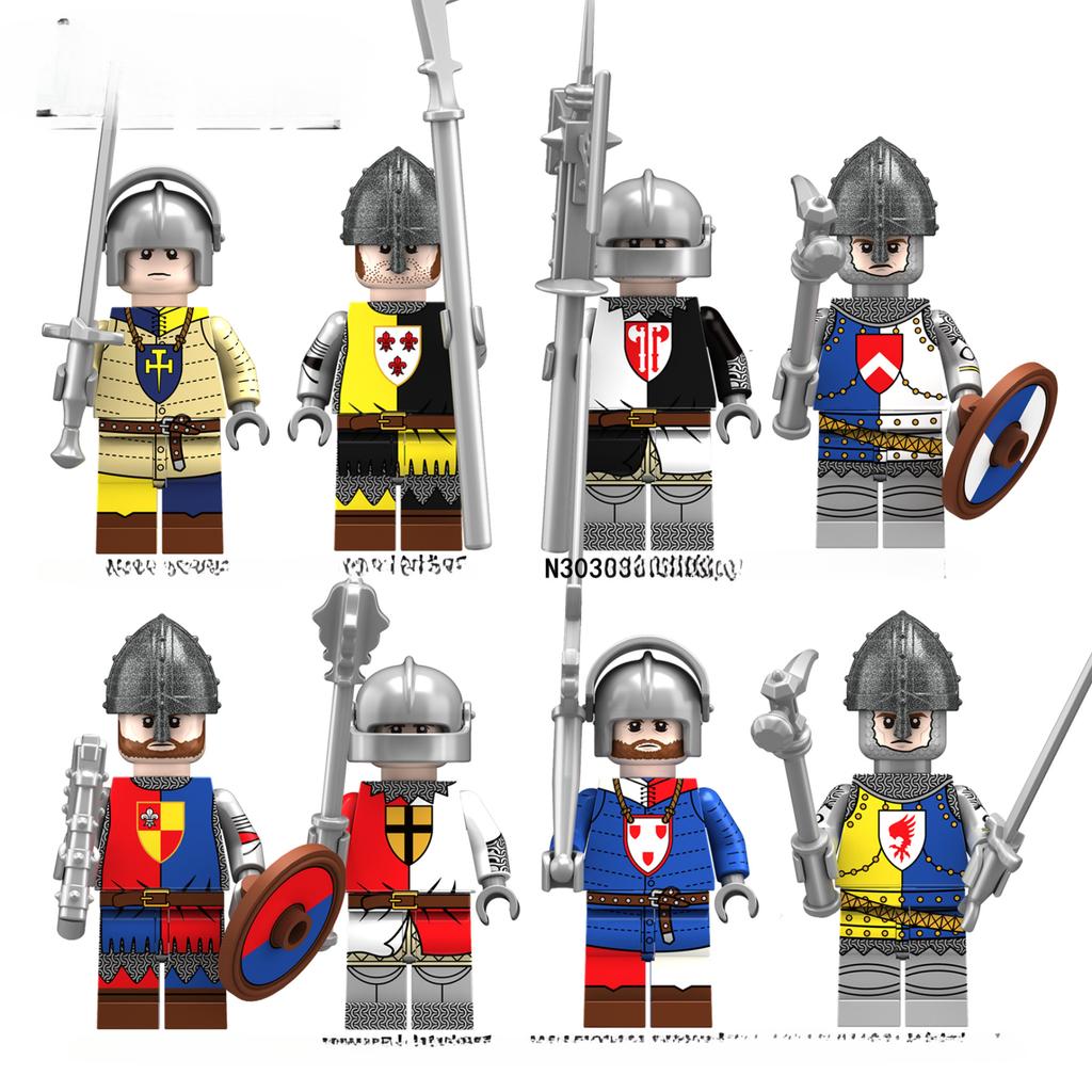 N301-308 Средневековая война, шотландский великий фехтовальщик, солдат, строительные блоки, игрушки