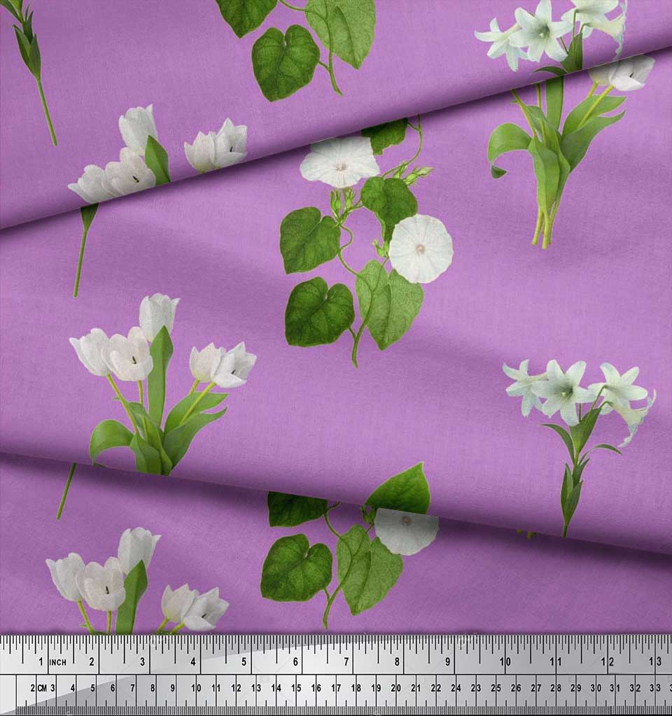 Soimoi Японская креп-сатиновая ткань с листьями, тюльпанами и цветочным принтом азалии, ткань по метрам 42 дюйма