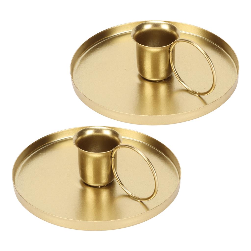 2pcs Iron Candle Holder Metal Home Golden Simple Retro Elegant Desktop Aromatherapy Candle Stand