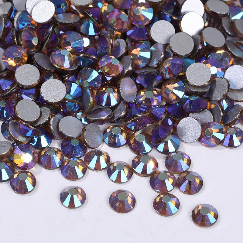 Цветной АБ Хрусталь Плоское Дно Сверло Круглое Сверло для Ногтей Сделай Сам Красочные Украшения для Ногтей