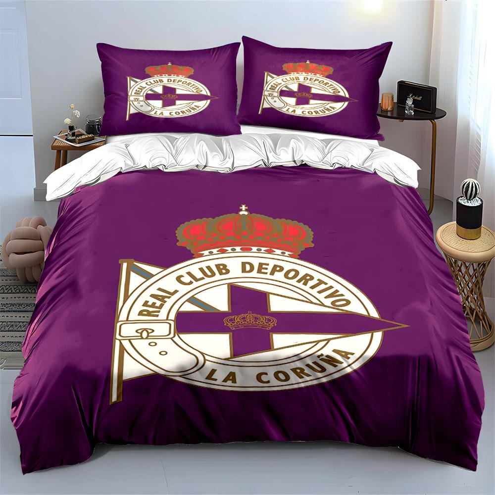 Purple Bedding Set - Deportivo Crest Bedding Duvet Cover Set Duvet Cover Pillowcases (1 * Duvet Cover 2 * Pillowcases, without duvet insert)