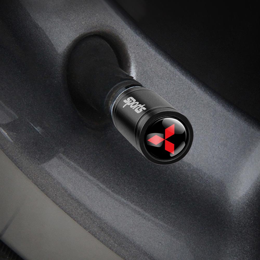 hkbn2 4Pcs Car Styling 3D Metal Wheel Tire Valve Stem Accessories For Mitsubishi 9 Ralliart X EX ASX L200 Colt Outlander Pajero Lancer