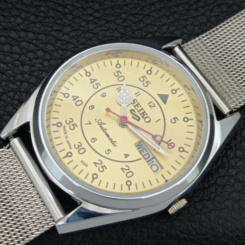 АВТОМАТИЧЕСКИЕ ВИНТАЖНЫЕ ВОССТАНОВЛЕННЫЕ МУЖСКИЕ ЧАСЫ SEIKO 5 ЯПОНИЯ ЗОЛОТОЙ ЦИФЕРБЛАТ a444643-1