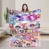 Warm Soft Blankets KPop Demon Hunters Golden Music Throw Blanket  Flannel Bedspread For Living Room Street Trend Sofa Bed Cover