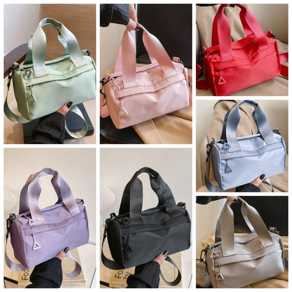 Solid Color Canvas Crossbody Bag Zipper Small Square Bag Portable Nylon Shoulder Bag Travel